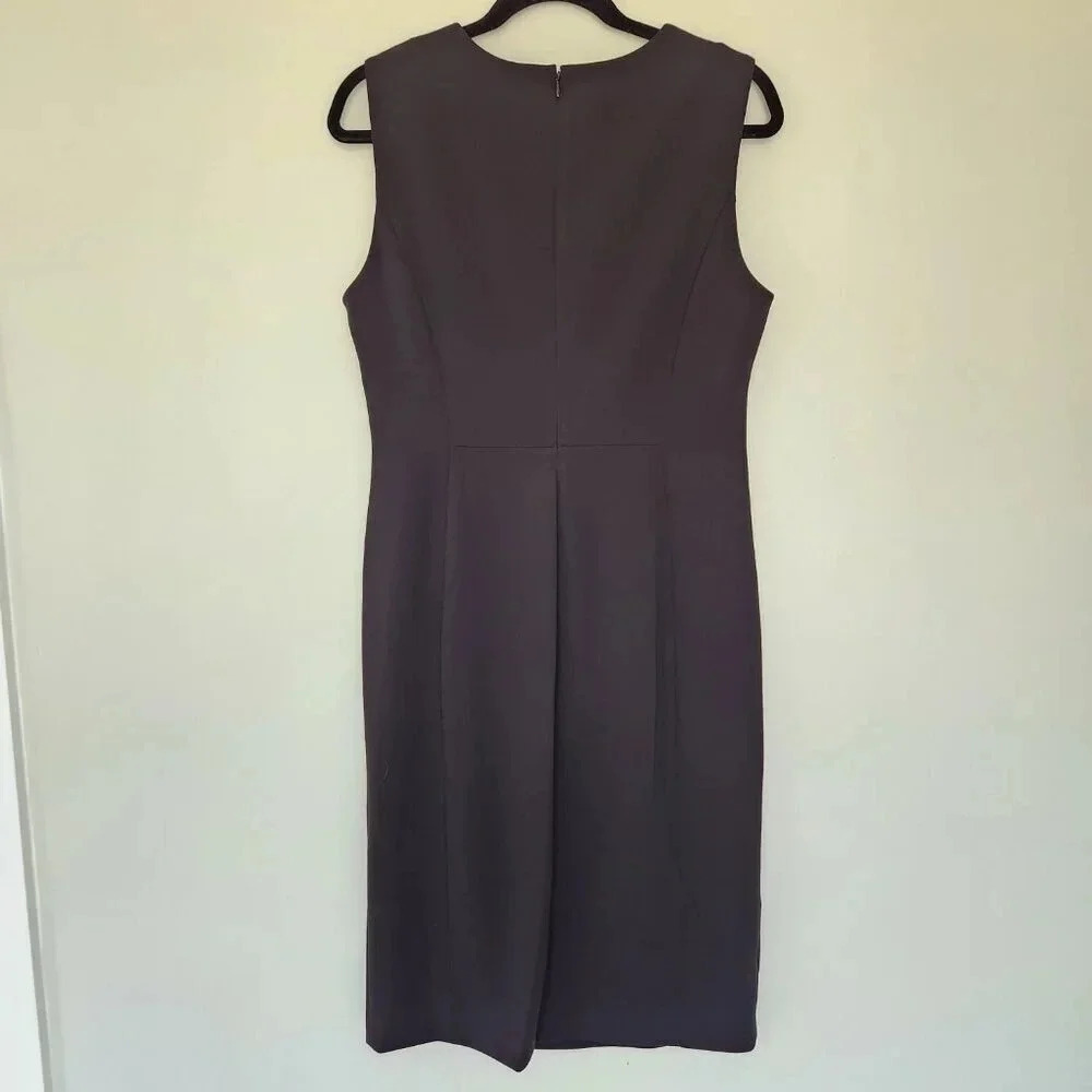 Calvin Klein Sleeveless Black LBD Knee Length Side Ruched Sheath Shift Dress 12 - Picture 7 of 8